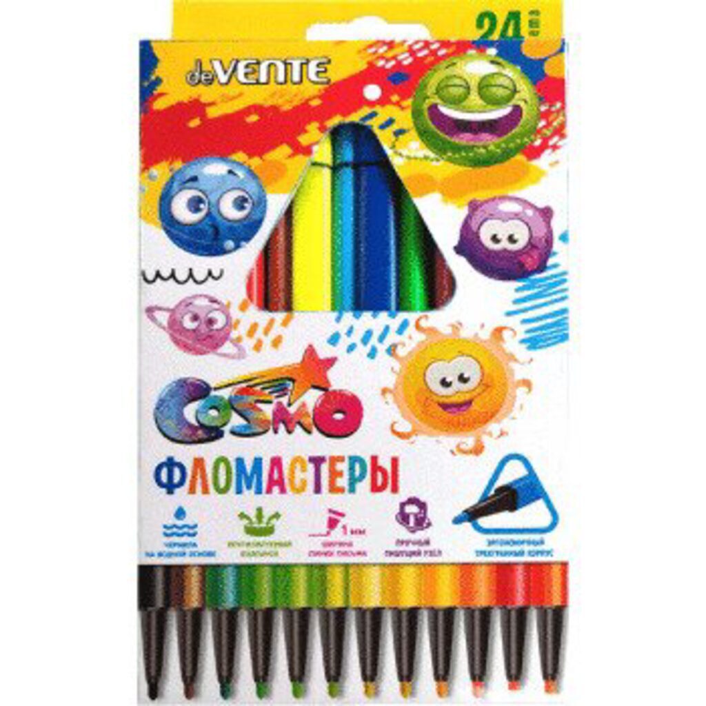 Фломастеры  12цв "deVENTE. Trio", трехгранные, вент. колпачок, подвес