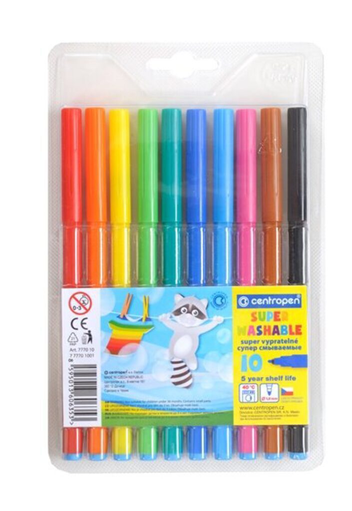 Фломастеры  10цв "Centropen", суперсмываемые, блистер