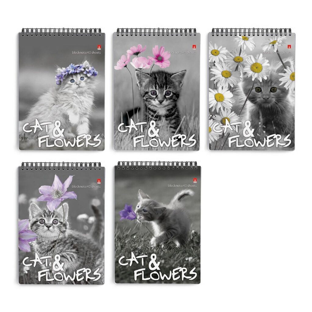 Блокнот А6  40л гребень "Котята" клетка