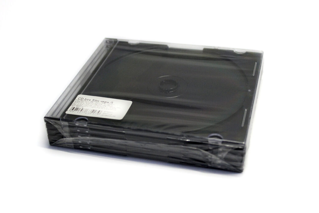 Бокс для CD/DVD дисков VS CD-box Slim черный (5 штук в упаковке)
