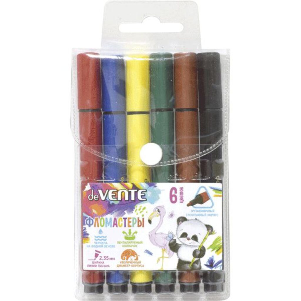 Фломастеры Jumbo  6цв "deVENTE.Trio", трехгранные, вент. колпачок, блистер
