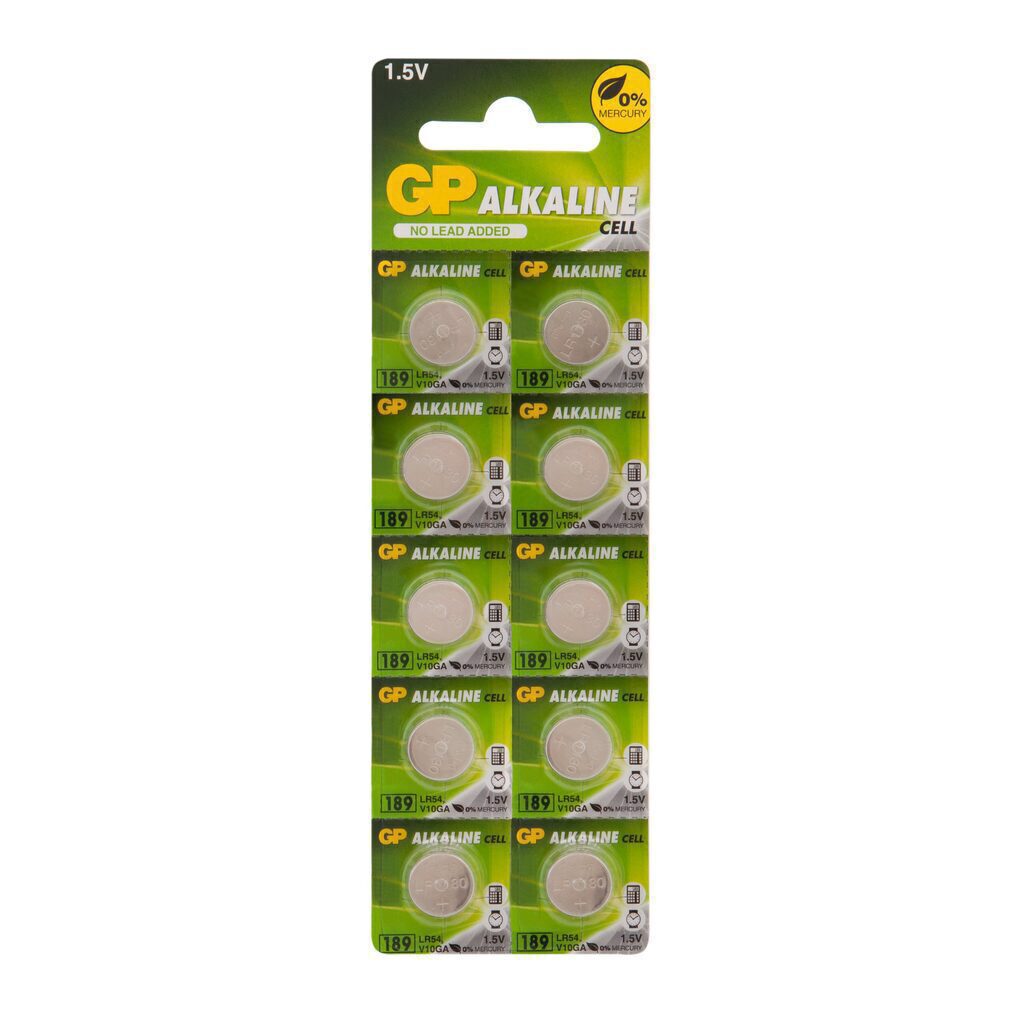 Батарейка-таблетка G-10 (LR54) GP Alkaline, блистер, цена за 1 шт