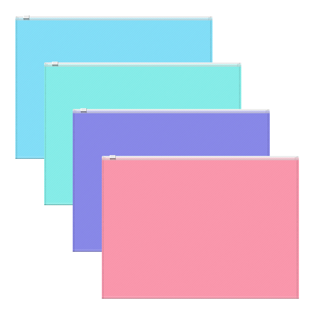 Zip-пакет пластиковый ErichKrause Diagonal Pastel, A4, непрозрачный, ассорти (в пакете по 12 шт.)