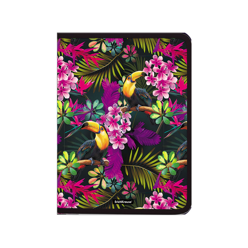 Папка для тетрадей на молнии пластиковая ErichKrause® Tropics, A4+  (в пакете по 4 шт.)