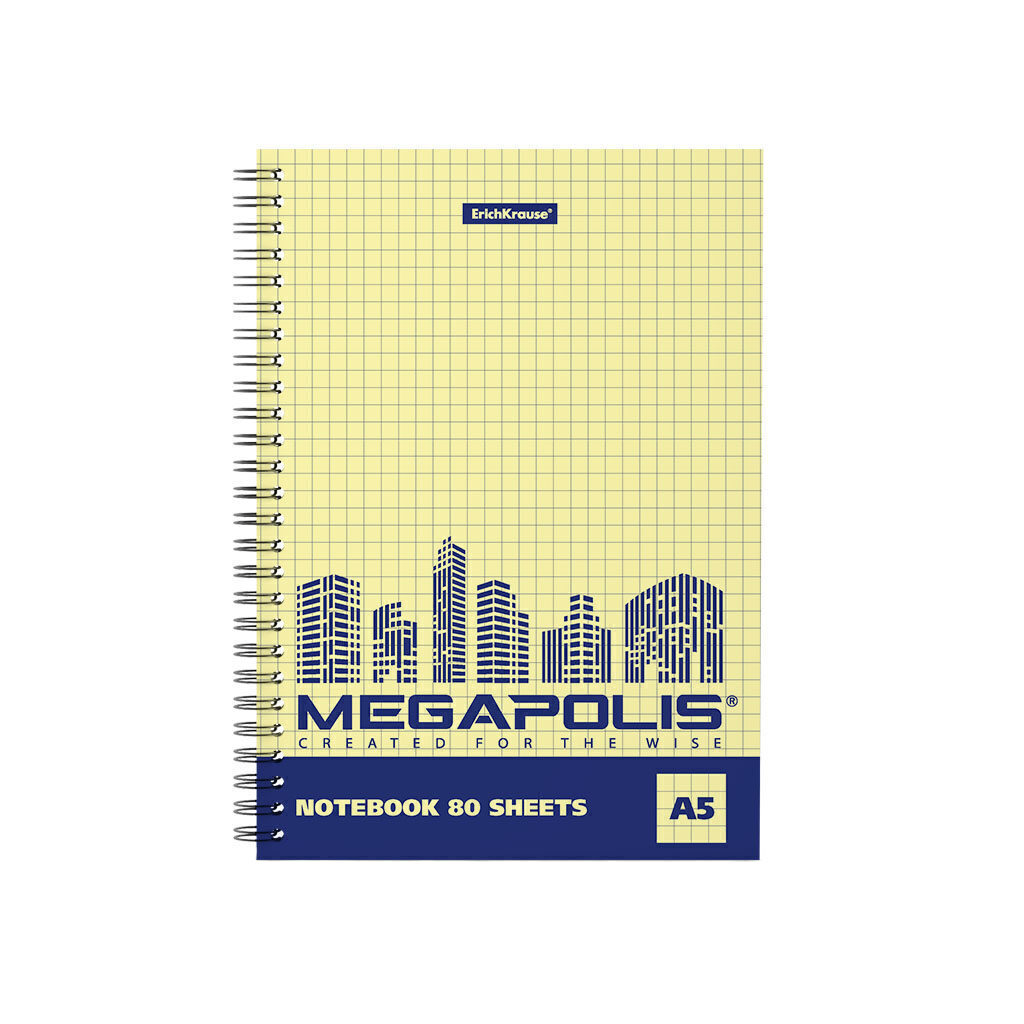 Тетрадь А5  80л кл. гребень Erich Krause "MEGAPOLIS Yellow Concept", клетка, желтый внутренний блок
