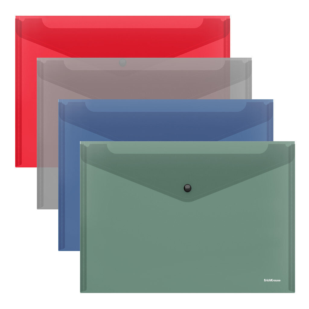 Конверт на кнопке А4  Glossy Classic 0,16мм, ассорти