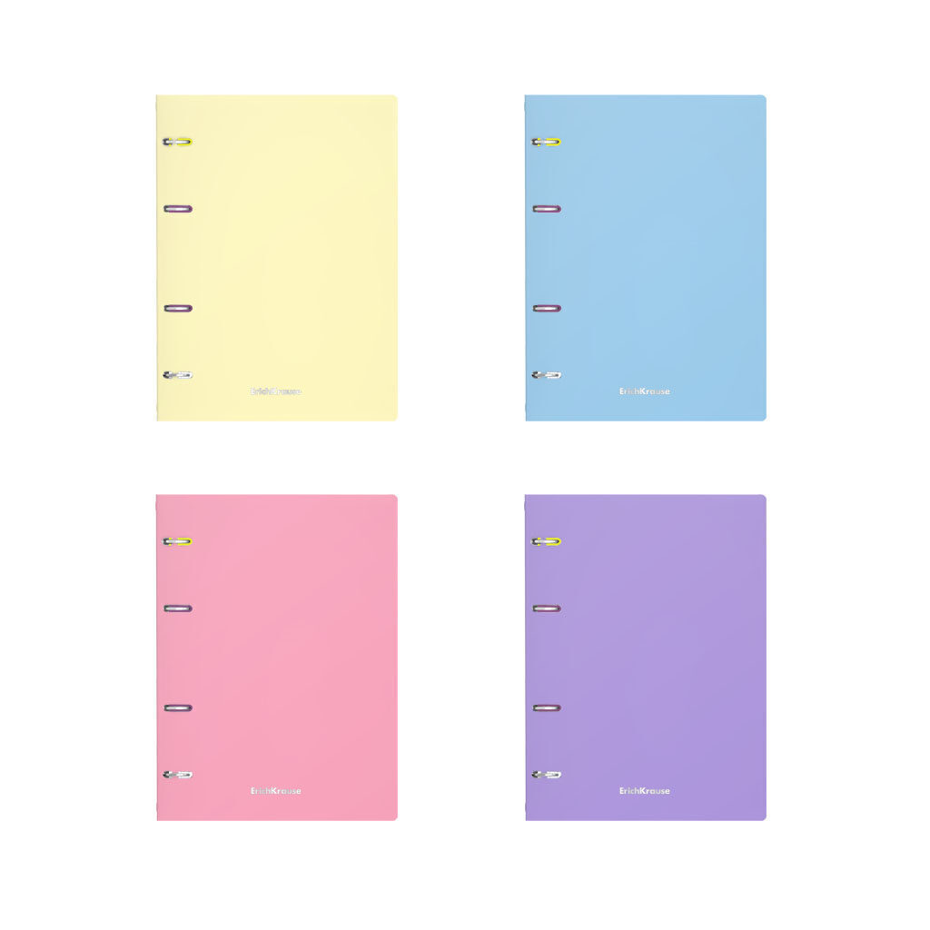 Тетрадь  А5  80л кл. на кольцах Erich Krause "Pastel" пластик. обложка, клетка, ассорти