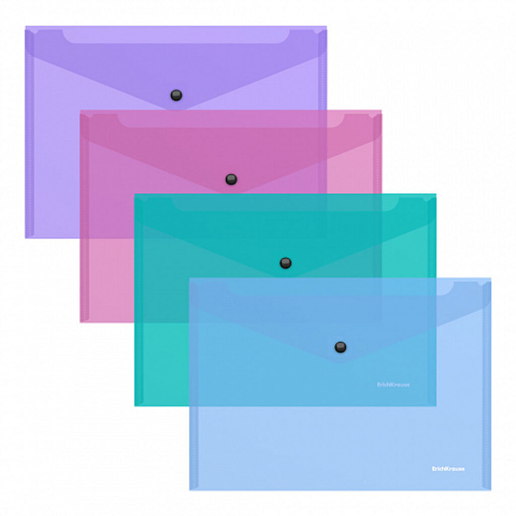 Конверт на кнопке В5 (282*229мм) 0,18мм, полупрозр. Glossy Vivid