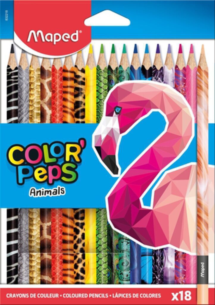 Карандаши цвет. 18цв  Maped Color Peps Animals декорированные