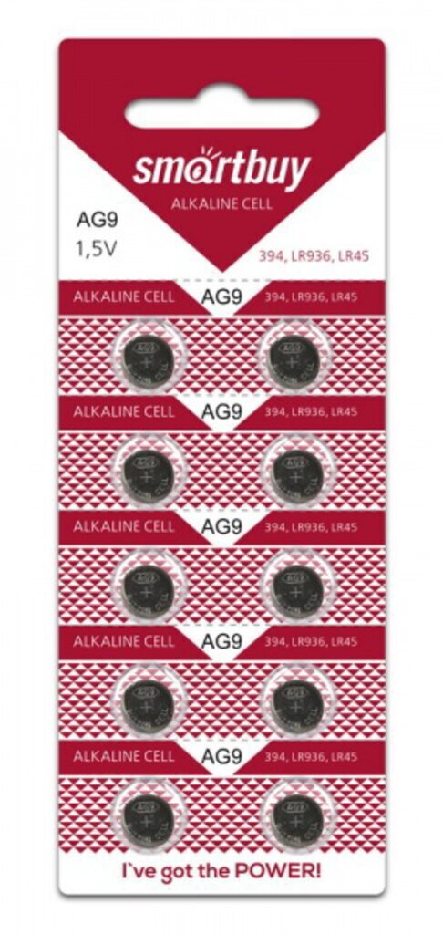 Батарейка-таблетка G9-10B Smartbuy Alkaline, блистер, цена за 1 шт