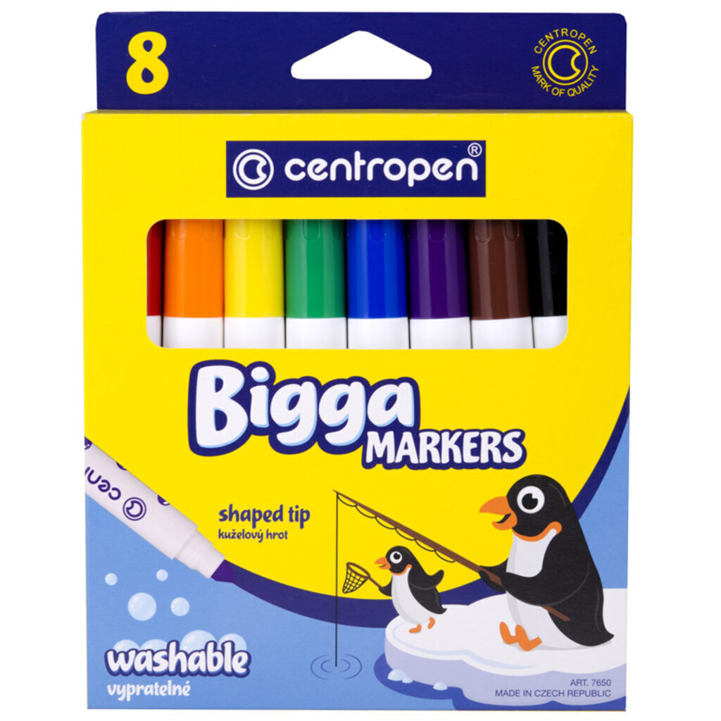 Фломастеры Jumbo  8цв "Centropen. Bigga Markers", смываемые