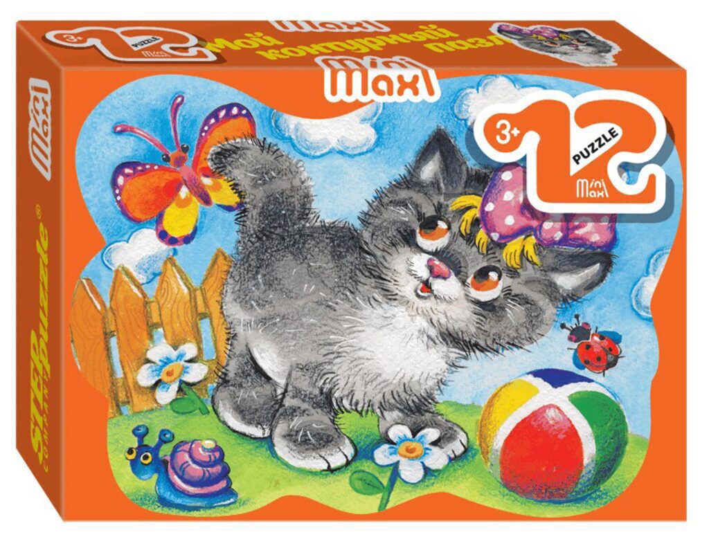 Пазл МАКСИ 12 элементов  213*154мм.  "Котик-1"