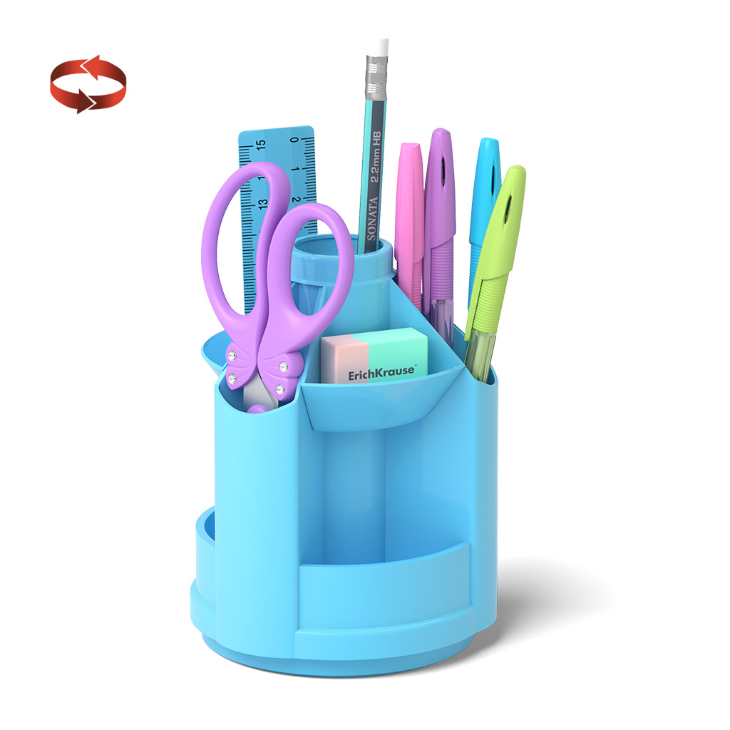 Набор настольный вращающийся пластиковый ErichKrause Mini Desk, Pastel, голубой