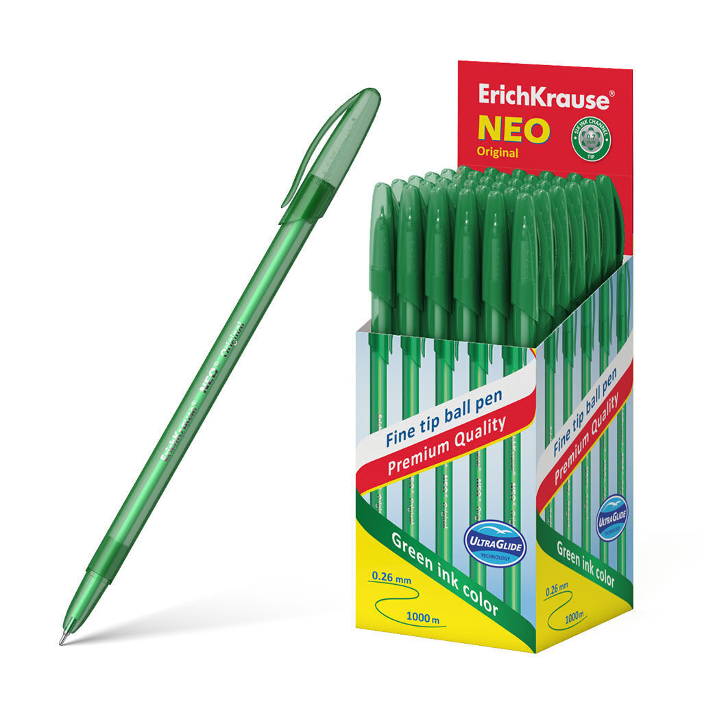 Ручка шар. ЕК Neo Original зеленая, 0,7мм. прозрачн. корп.