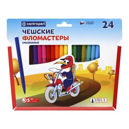 Фломастеры  24цв "Centropen. Пингвины",  карт.упак. европодвес
