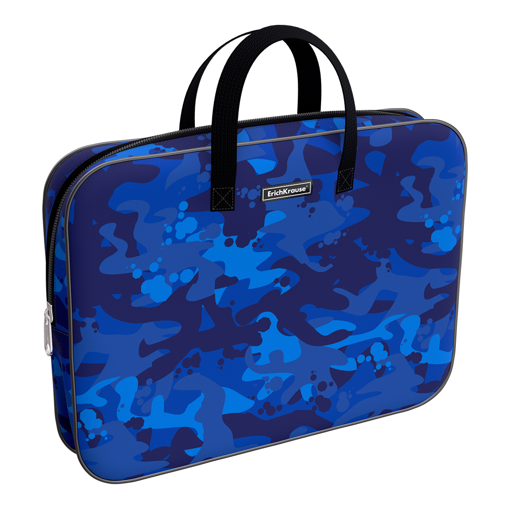 Папка текстильная на молнии ErichKrause с ручками Sea Camo, A4+