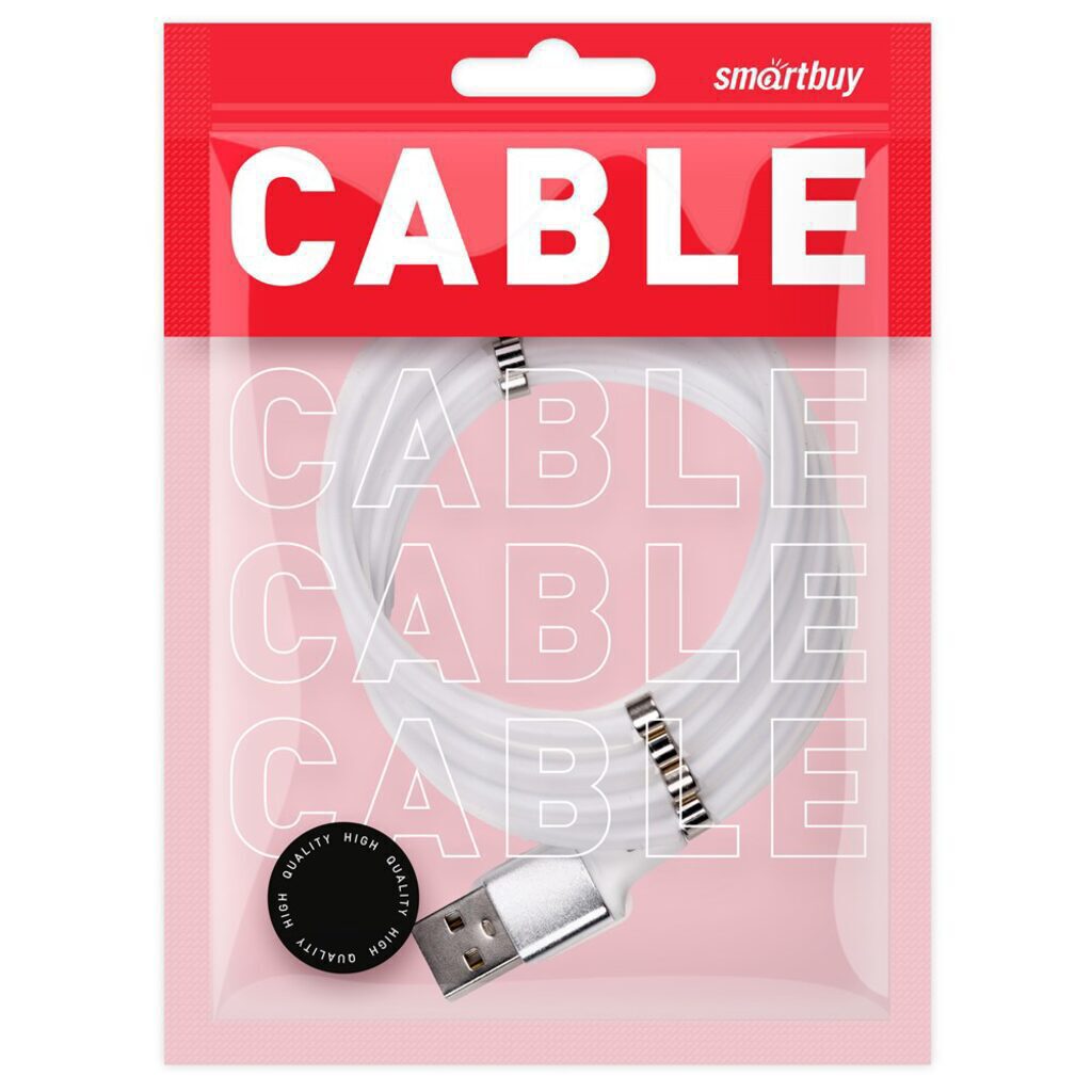 Кабель Smartbuy  для зарядки, данных  - 8-pin , 3 Ампера, магнит, самосворачивающийся