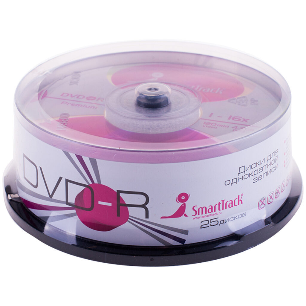 Диск DVD-R Smart Track 16х емкость 4,7Gb, 25шт. в банке