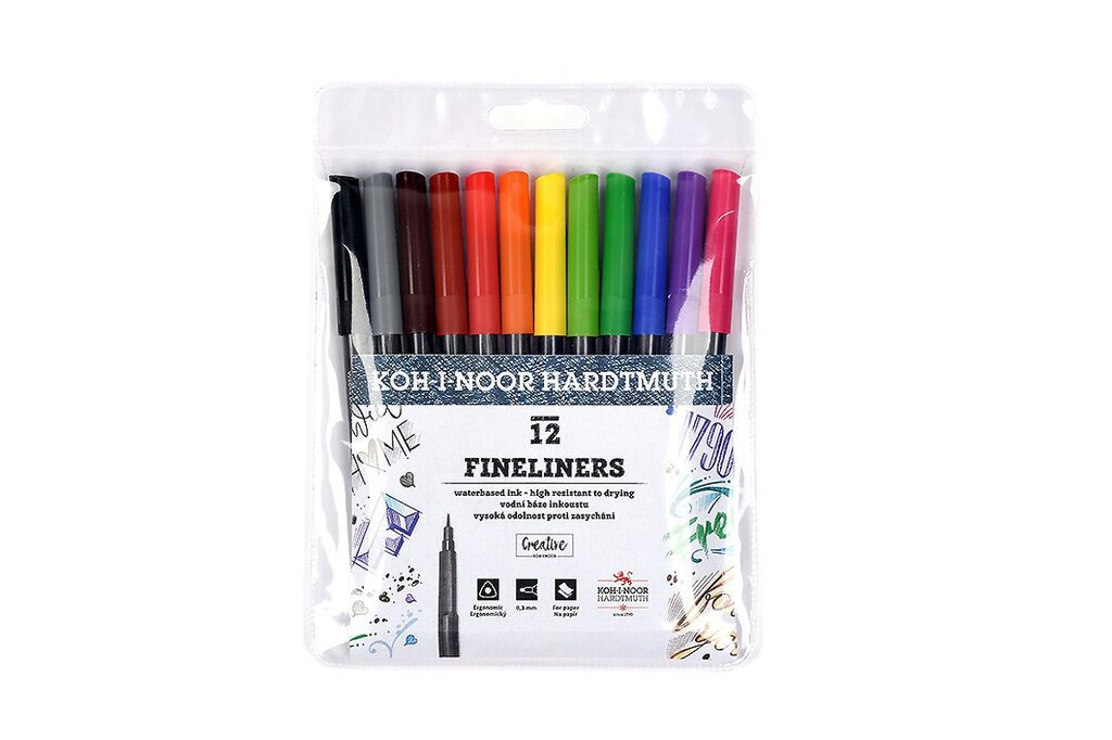 Набор линеров "FINELINERS" 0,3мм, 12цв, ПВХ с подвесом