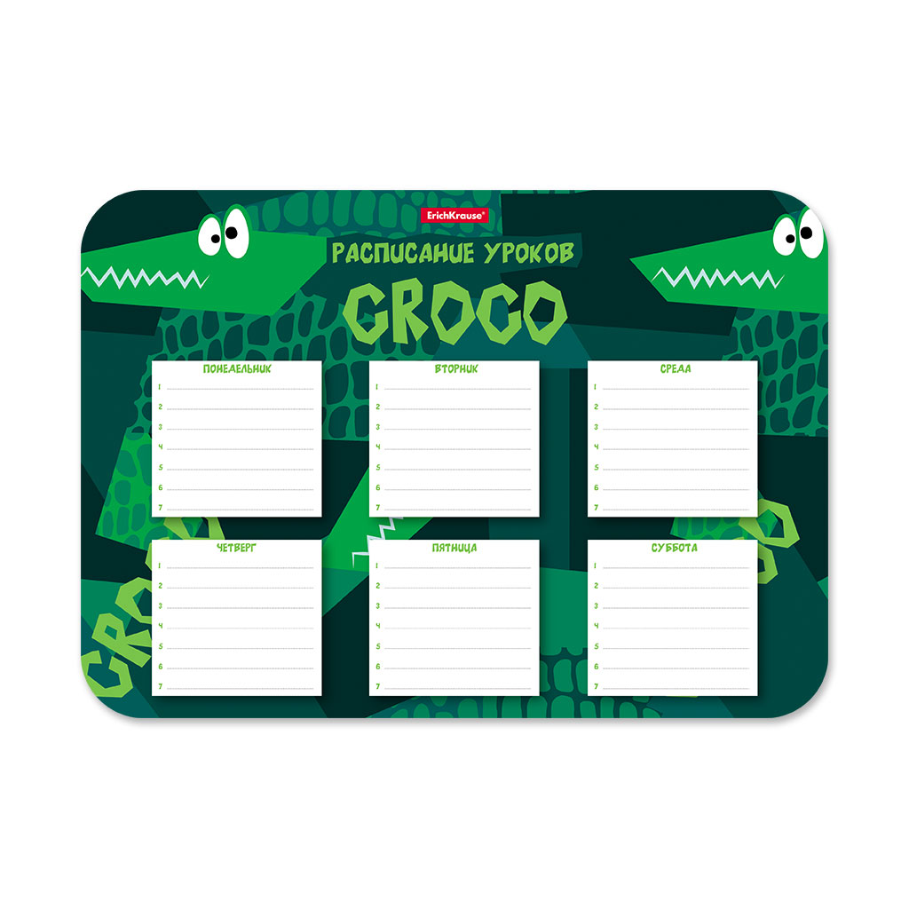 Расписание уроков пластиковое ErichKrause Real Croco, А4