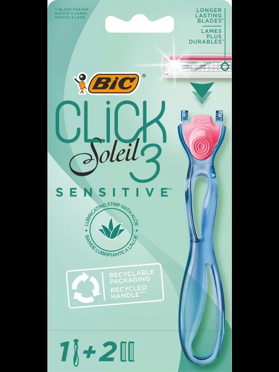 Бритва Bic "Click Sensitive" женская + 2 сменные кассеты