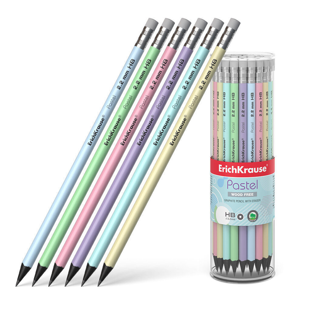 Карандаш Pastel НВ пластиковый с ластиком, тубус