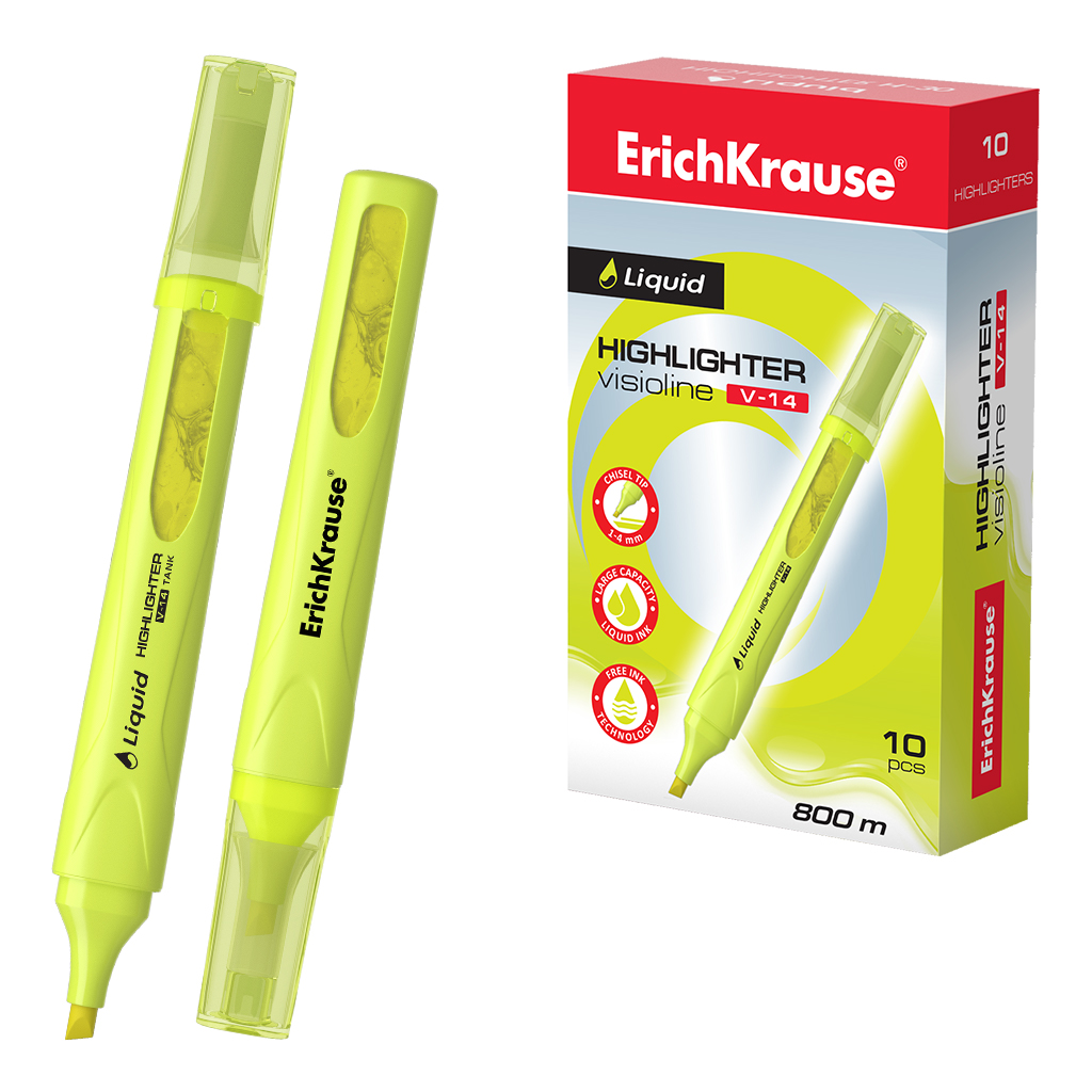 Текстовыделитель EK Liquid Visioline V-14 Neon, 0,6 - 4мм, желтый, с жид. чернилами
