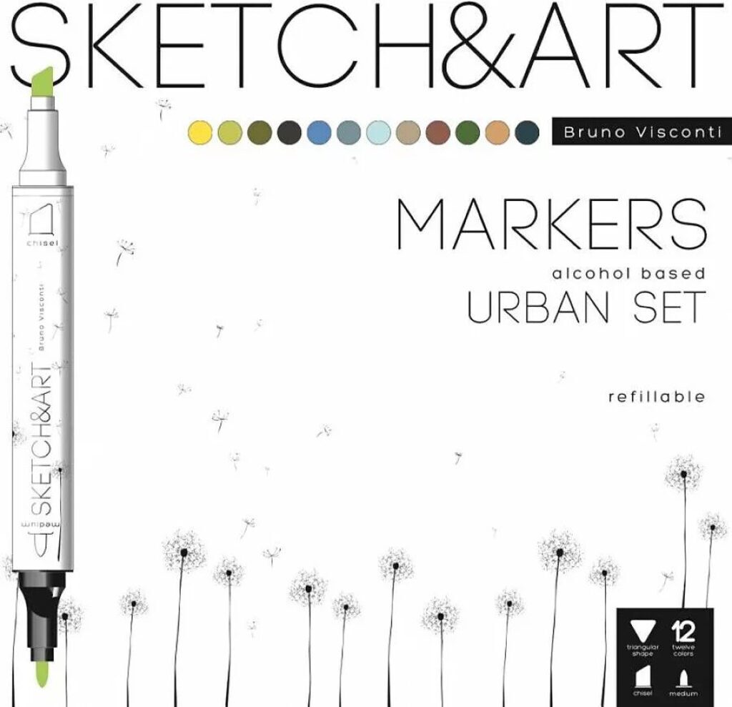 Набор маркеров акриловых  12цв. пулевидн. "Sketch and Art" 1-3мм