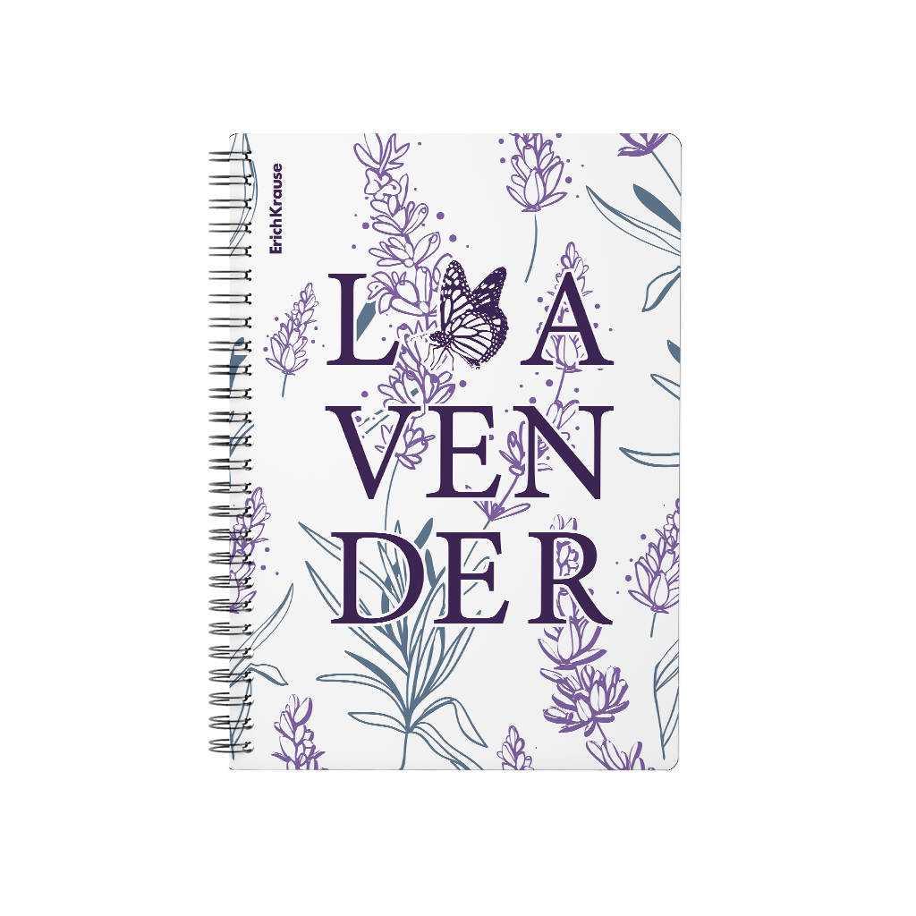 Тетрадь общая с пластиковой обложкой на спирали ErichKrause Lavender, А5, 80 листов, клетка