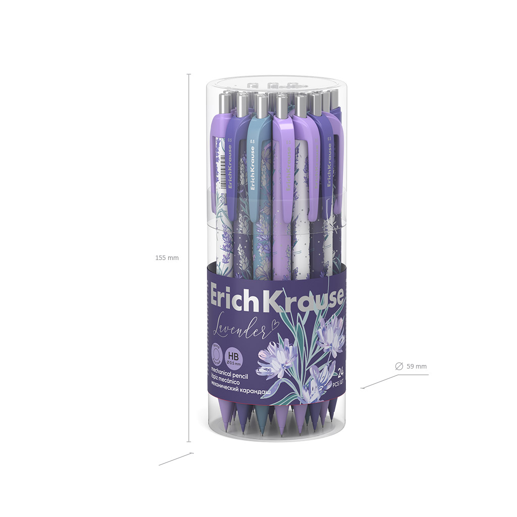Карандаш механический ErichKrause Lavender 0.5 мм, НВ (в тубусе по 24 шт.)