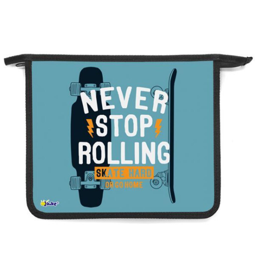 Папка д/тетрад. А5 (240*205*45) 1отд. молния сверху, пластик "Never Stop Rolling" диз.с двух сторон