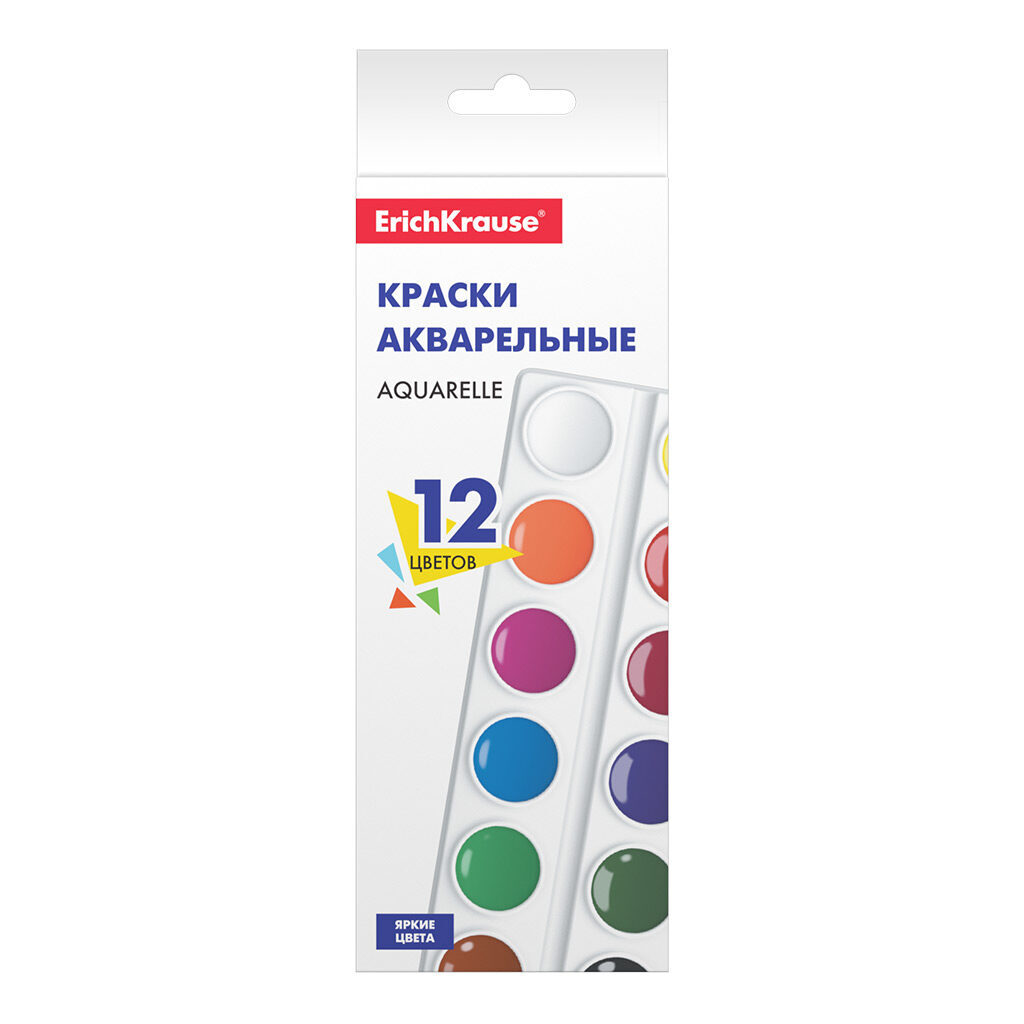Акварельные краски 12цв. Erich Krause Basic, в карт.пенале