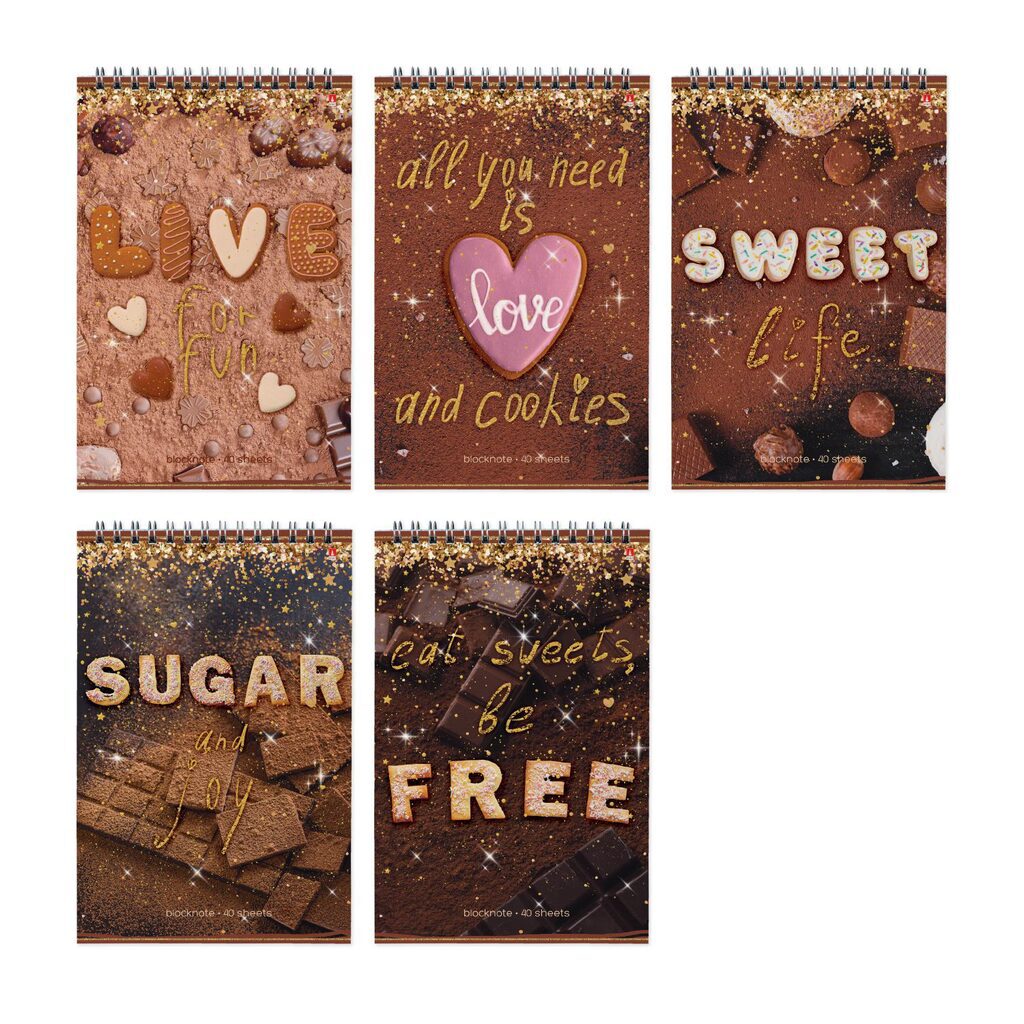Блокнот А5  40л гребень "Sweet life" клетка*