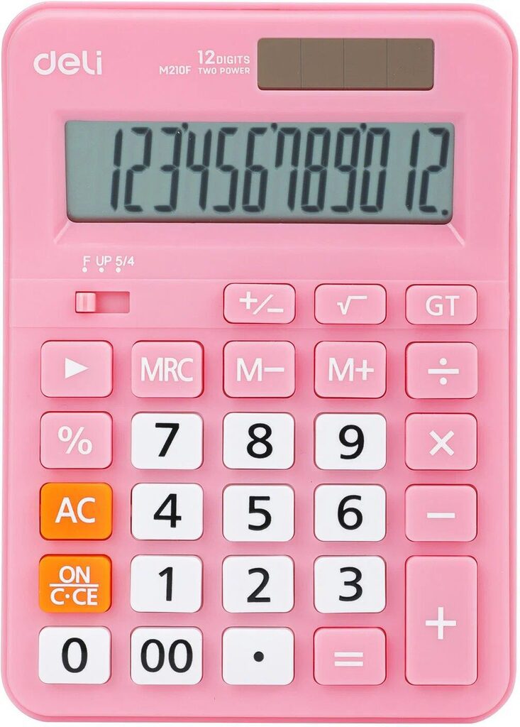 Калькулятор  12 разр. Deli  настольный, розовый EM210F