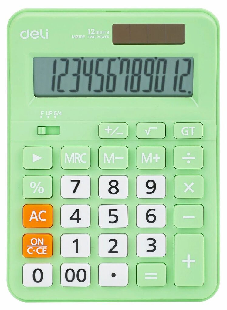 Калькулятор  12 разр. Deli  настольный, салатовый EM210F