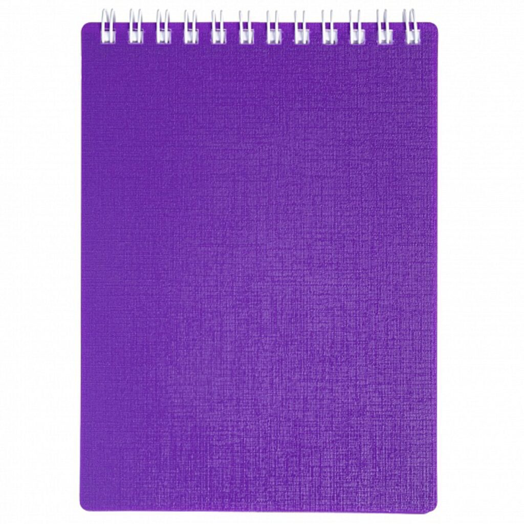 Блокнот А6 пласт.обл.  80л "Canvas. Фиолетовый" гребень корот. стор., кл.