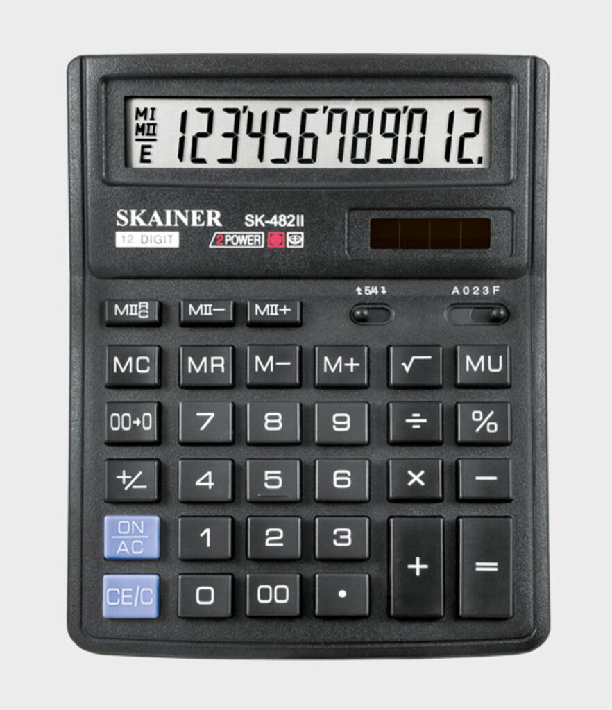 Калькулятор  12 разр. Skainer  настольный, двойное питание, черный SK-482II  (SDC-382)