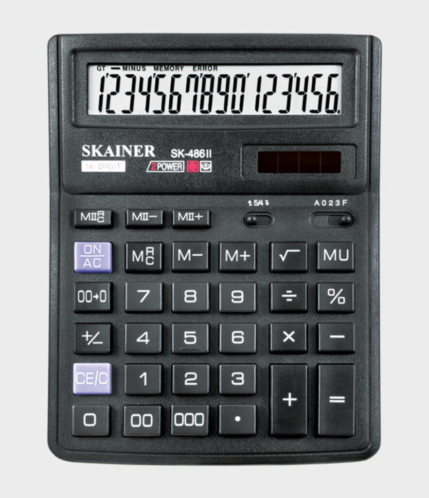 Калькулятор  16 разр. Skainer  настольный, двойное питание, черный SK-486II  (SDC-395)