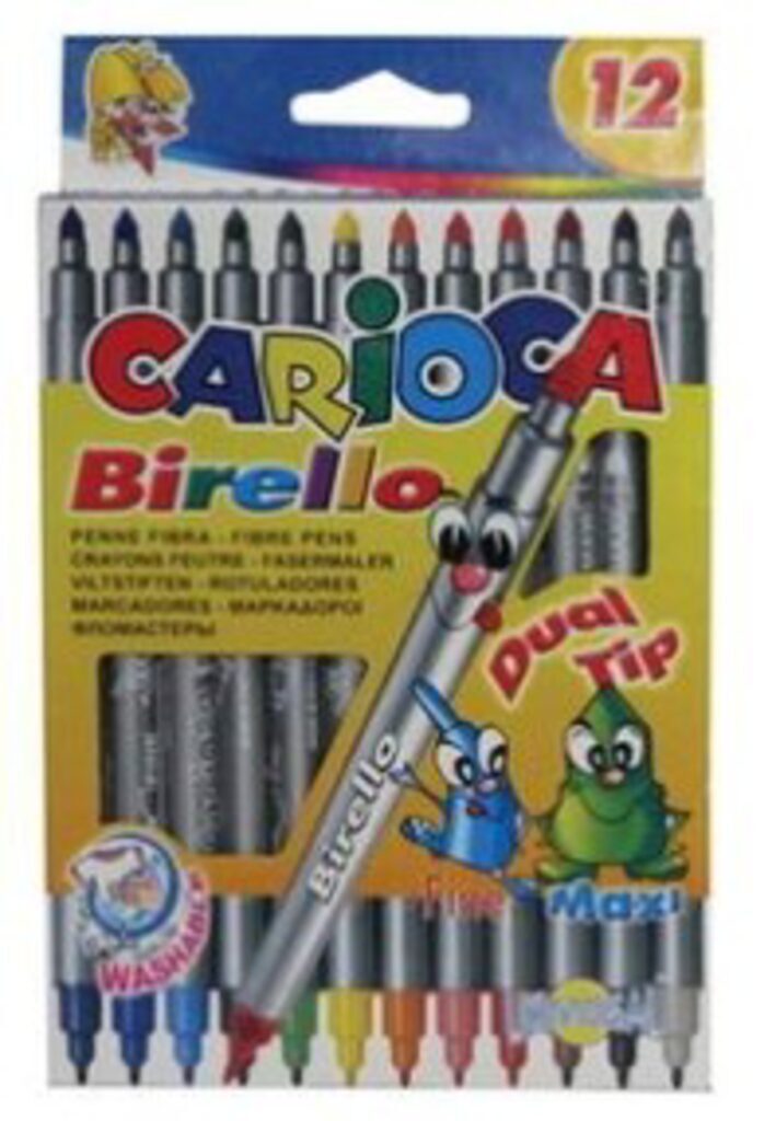 Фломастеры  12цв "Carioca BIRELLO" двусторонние, картонный блистер