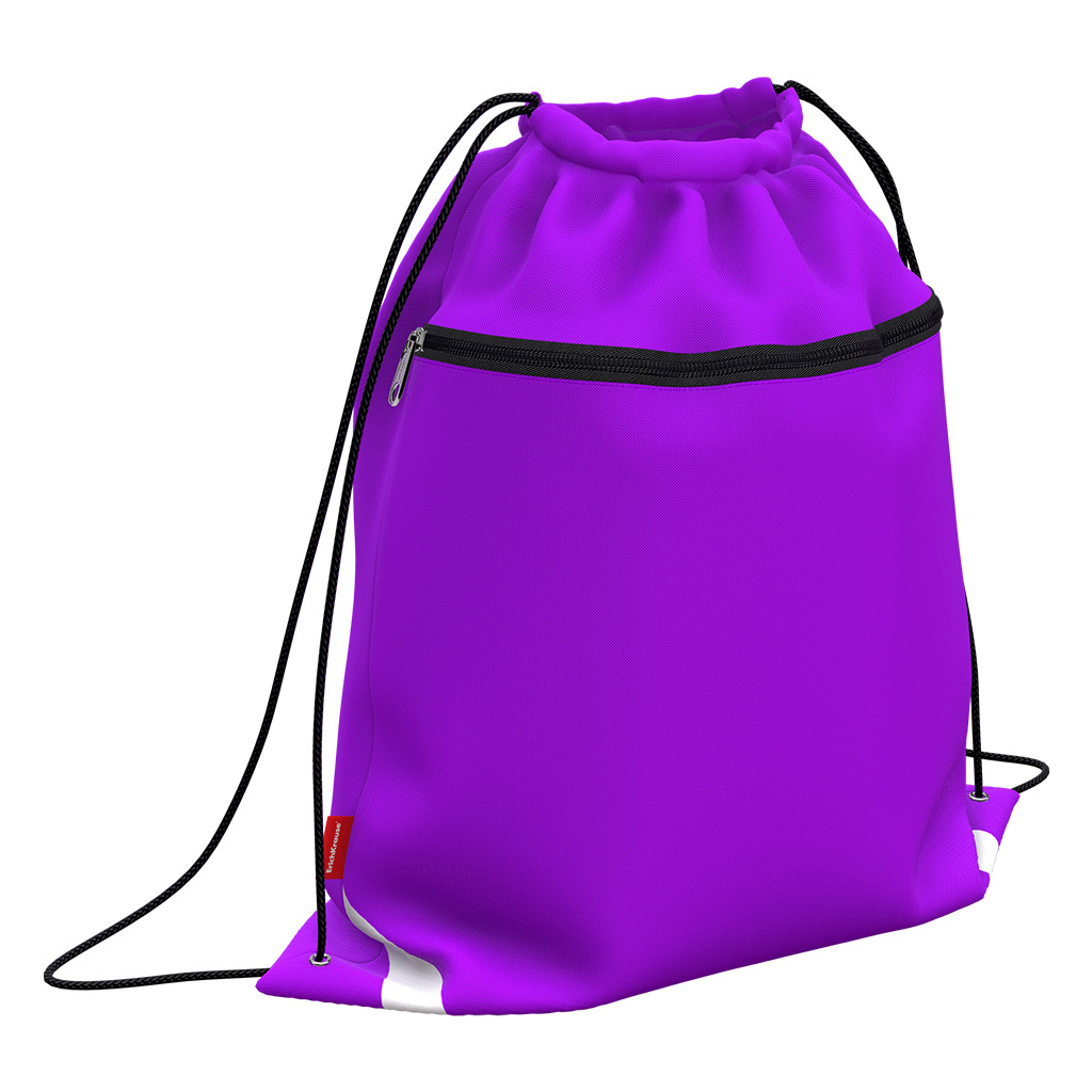 Мешок для обуви ErichKrause с карманом на молнии 500x410мм Neon® Violet