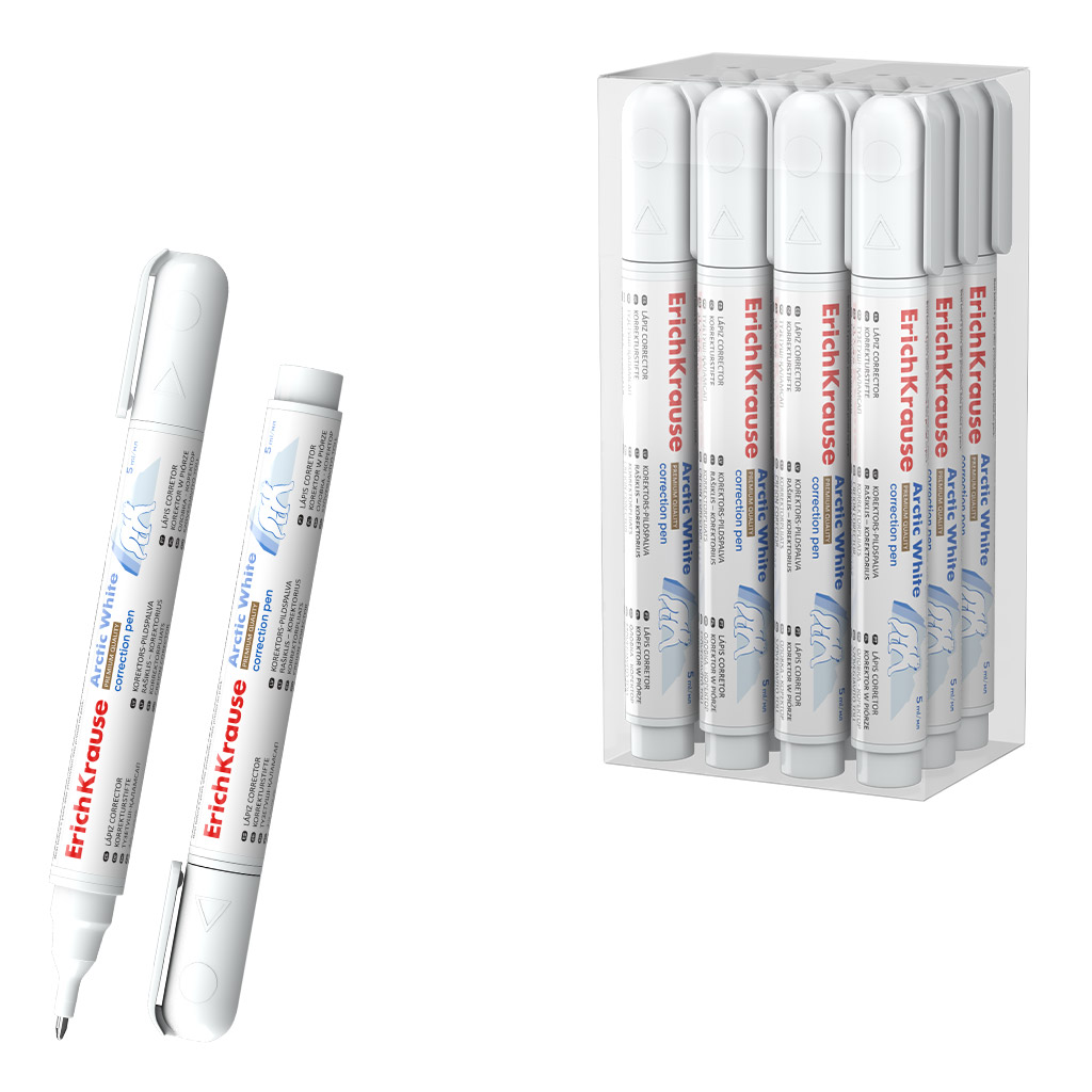 Ручка-корректор ErichKrause Arctic white, 5мл (в пластиковой коробке по 12 шт.)