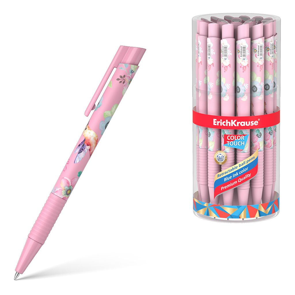 Ручка шариковая автоматическая ErichKrause ColorTouch Matic&Grip Colibri 0.7, цвет чернил синий (в тубусе по 24 шт.)