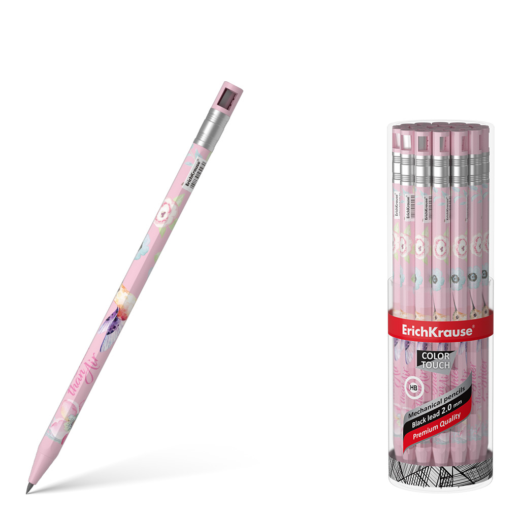 Карандаш механический ErichKrause ColorTouch® Colibri 2.0 мм, с точилкой, НВ (в тубусе по 24 шт.)