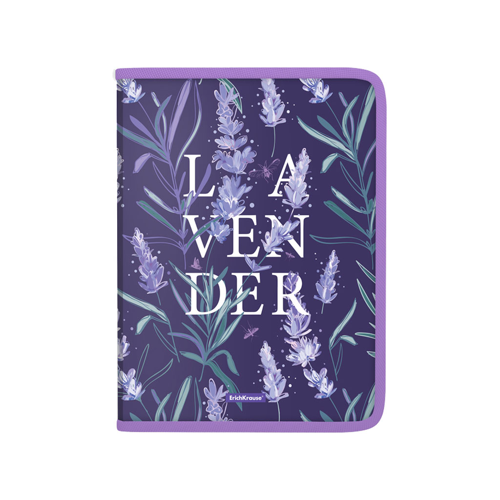 Папка для тетрадей на молнии пластиковая ErichKrause Lavender, A4+ (в пакете по 4 шт.)