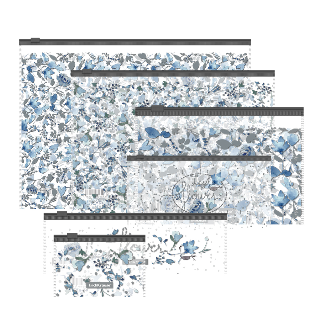 Набор из 6 zip-пакетов пластиковых ErichKrause® Frozen Beauty, ассорти (A4, B5, C6, Travel, 230x70mm, Card Size)