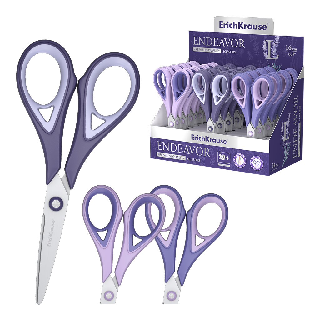 Ножницы ErichKrause Endeavor Lavender, 16 см, ассорти (в дисплее по 24 шт.)