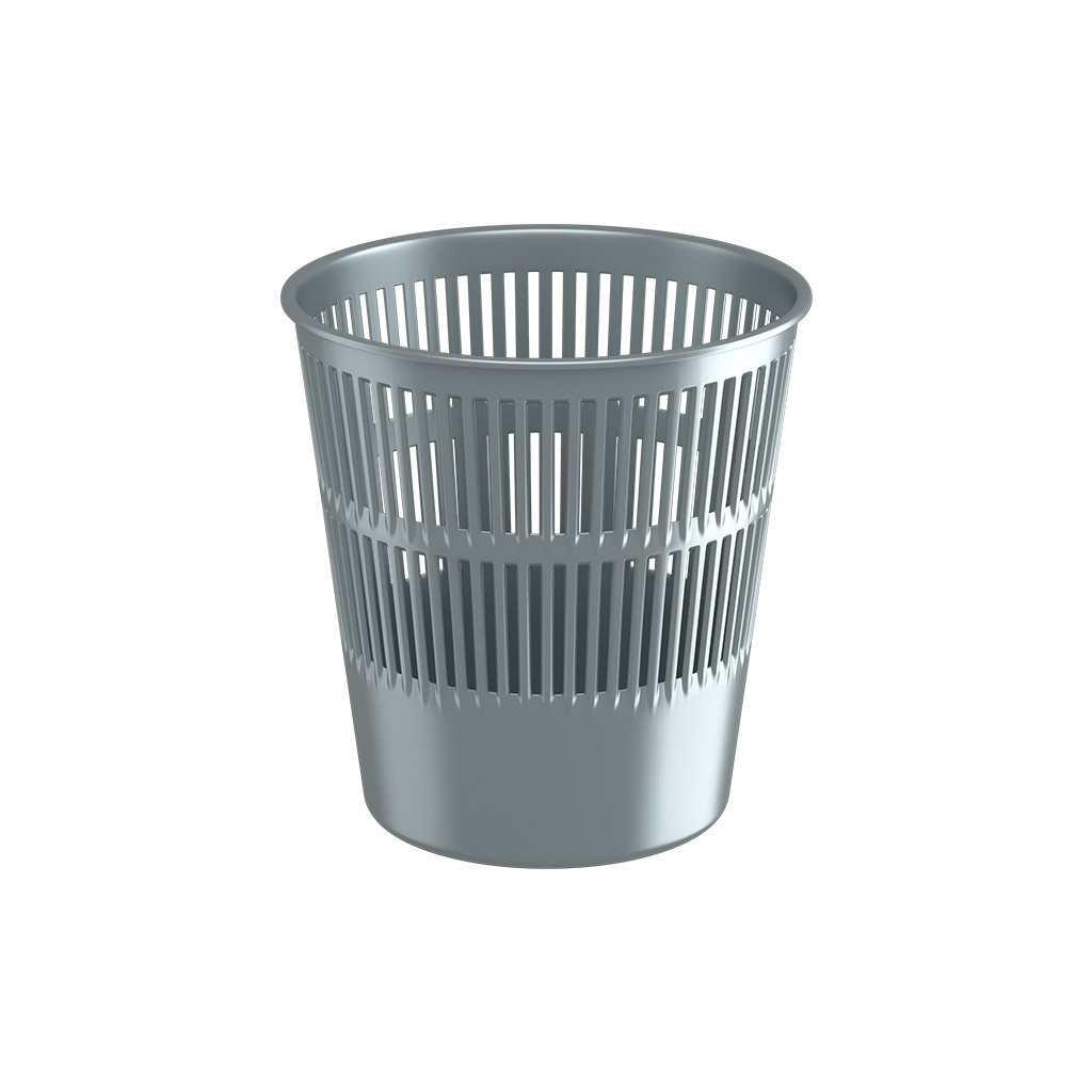 Корзина для бумаг сетчатая пластиковая ErichKrause Ice Metallic, 9л, серебряный