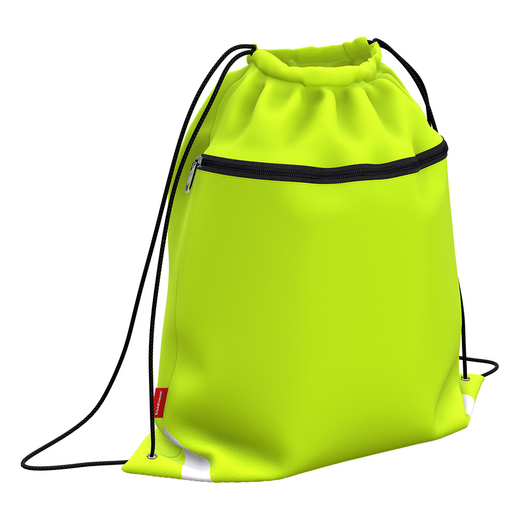 Мешок для обуви ErichKrause с карманом на молнии 500x410мм Neon® Yellow