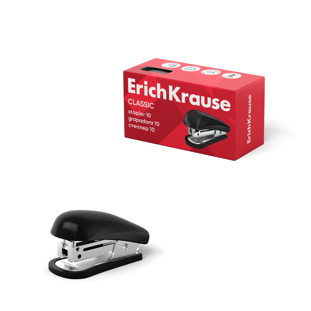 Мини-степлер №10 ErichKrause Compact до 15 листов, ассорти (в коробке по 1 шт.)