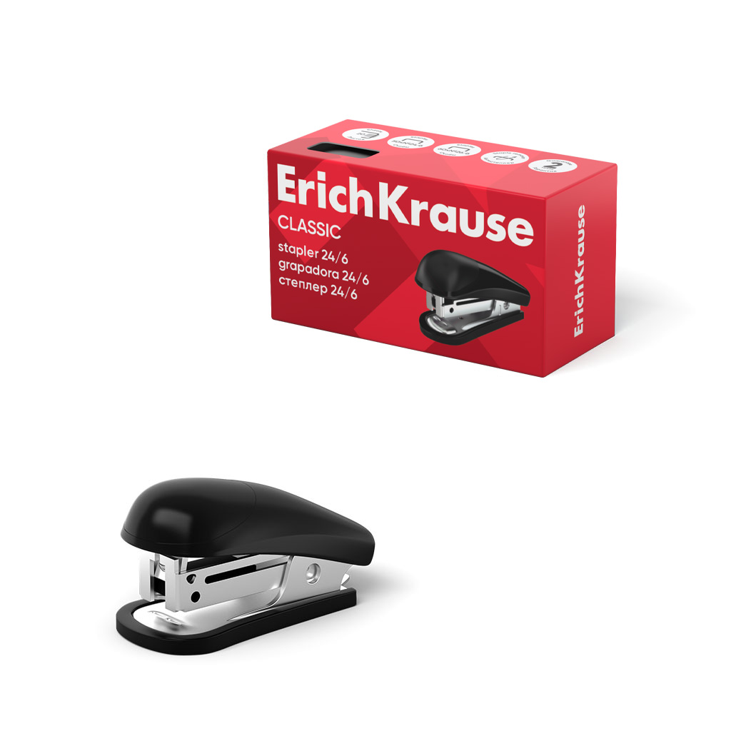Мини-степлер №24/6 ErichKrause Compact до 20 листов, ассорти (в коробке по 1 шт.)